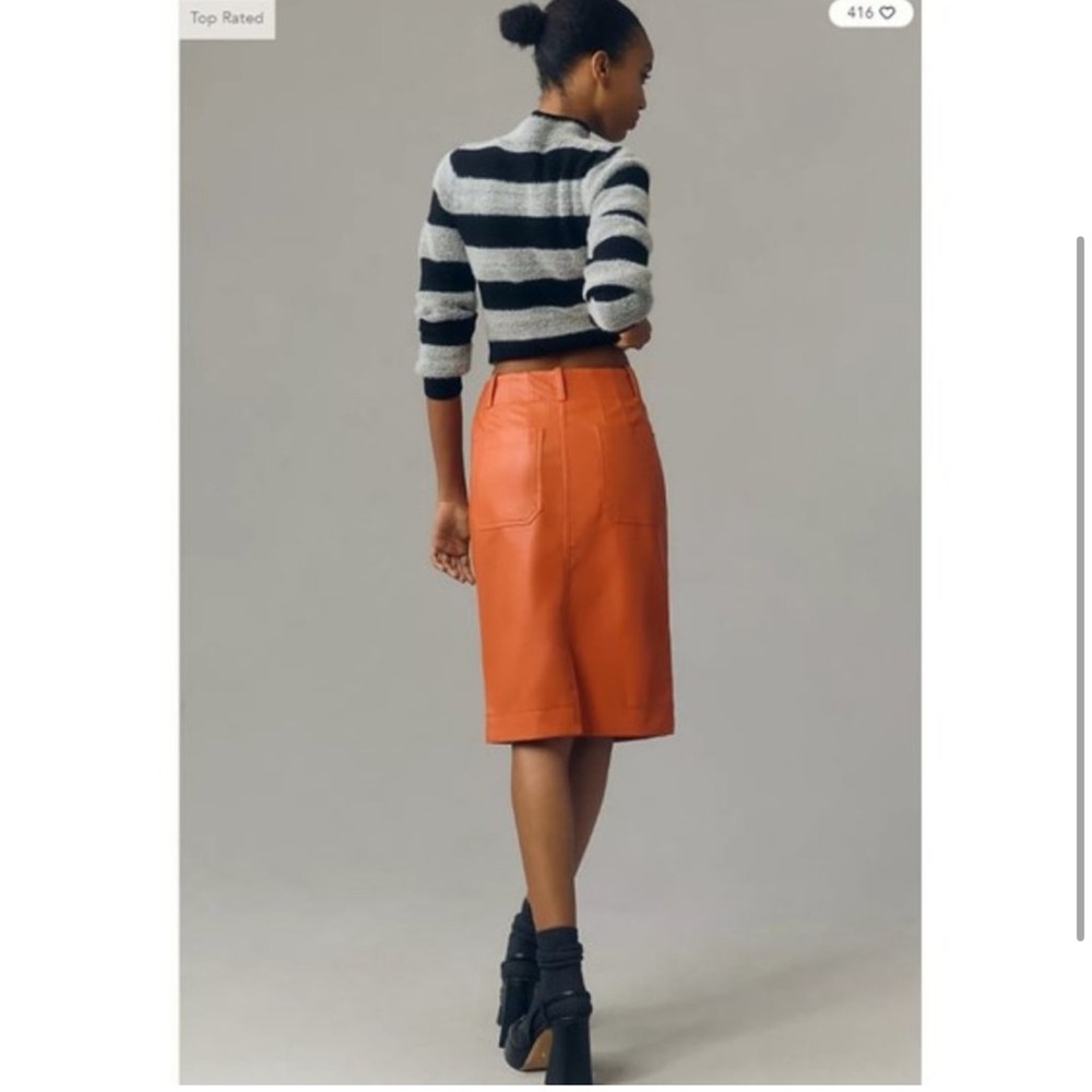 NWT-Anthropologie Maeve The Colette Dark
Orange Faux Leather Skirt - Picture 2 of 6